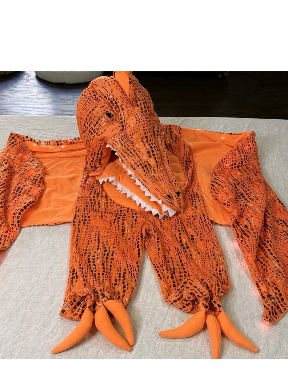 Pottery Barn Kids Orange Pterodactyl Costume Jumpsuit & Head Included Boys 4-6